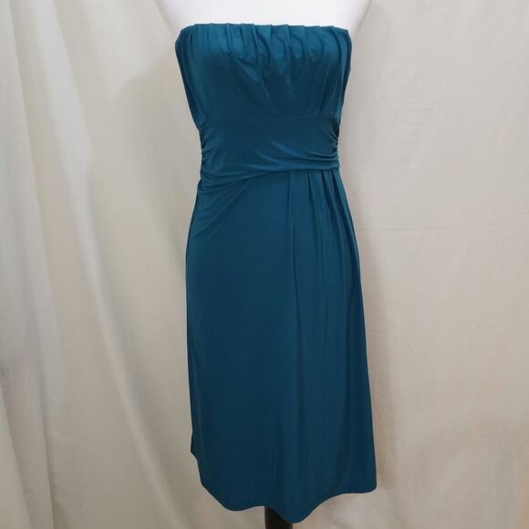 The Limited Strapless Teal Semi-Formal Pleated Cocktail Dress, Size Medium - Picture 2 of 8